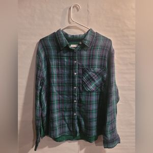 Blue Green Button-Up Flannel